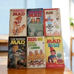 (6) MAD Magazine Paperback Books Vintage Collectibles